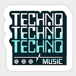 TECHNO  - Retro Computer Font  (Teal) Sticker